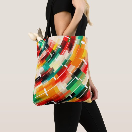 Abstract patroon met meerdere kleuren tote bag (Dichtbij)