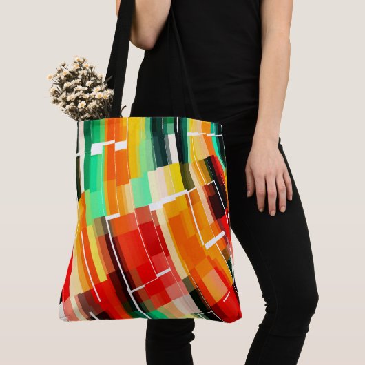 Abstract patroon met meerdere kleuren tote bag (Dichtbij)