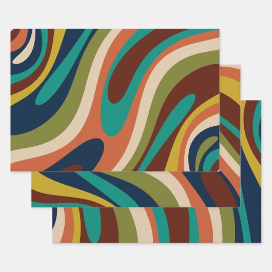 Abstract patroon met multikleurenretrorpatroon inpakpapier vel (Set)