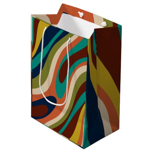 Abstract patroon met multikleurenretrorpatroon medium cadeauzakje (Voorkant Gekanteld)