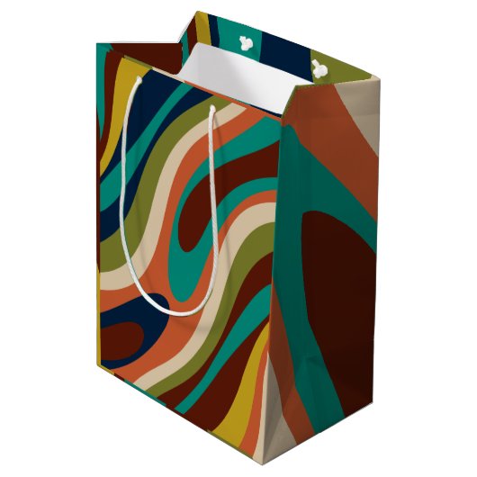 Abstract patroon met multikleurenretrorpatroon medium cadeauzakje (Achterkant Gekanteld)