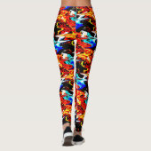 Abstract patroon met persoonlijke naam levendige k leggings (Achterkant)