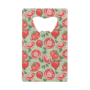 Abstract patroon met tomaat creditkaart flessenopener