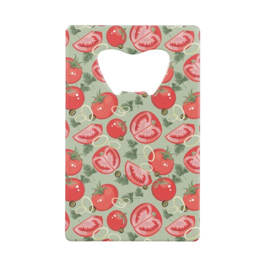 Abstract patroon met tomaat creditkaart flessenopener (Voorkant)