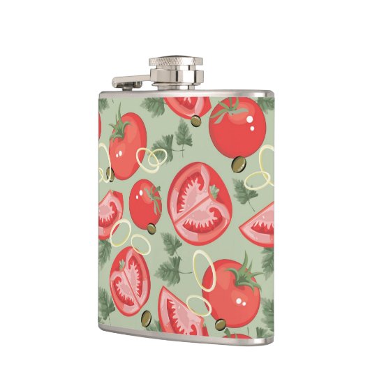 Abstract patroon met tomaat heupfles (Links)