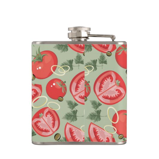 Abstract patroon met tomaat heupfles (Achterkant)