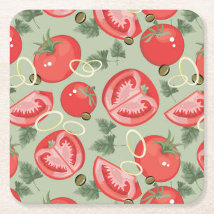 Abstract patroon met tomaat kartonnen onderzetters