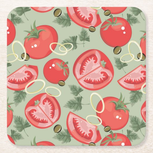 Abstract patroon met tomaat kartonnen onderzetters (Voorkant)