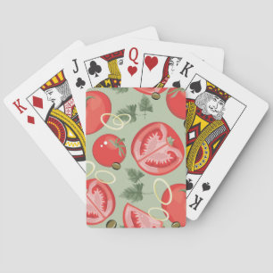 Abstract patroon met tomaat speelkaarten