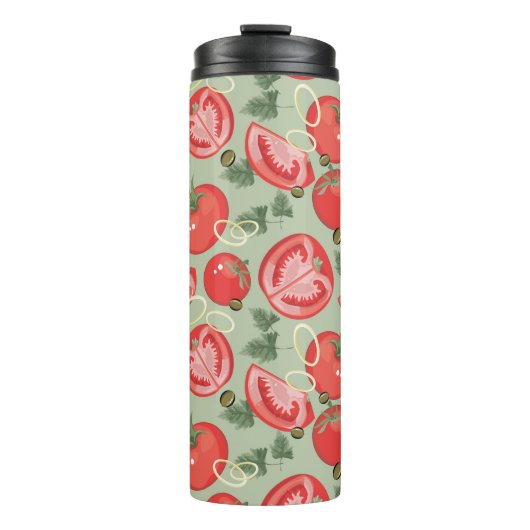 Abstract patroon met tomaat thermosbeker (Voorkant)