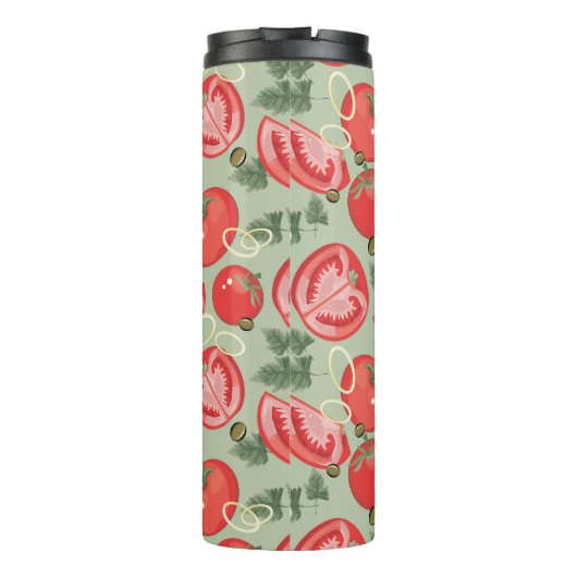 Abstract patroon met tomaat thermosbeker (Achterkant)