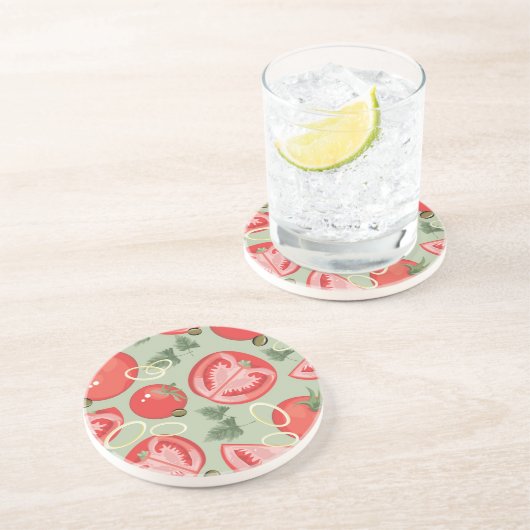 Abstract patroon met tomaat zandsteen onderzetter (Zijkant)