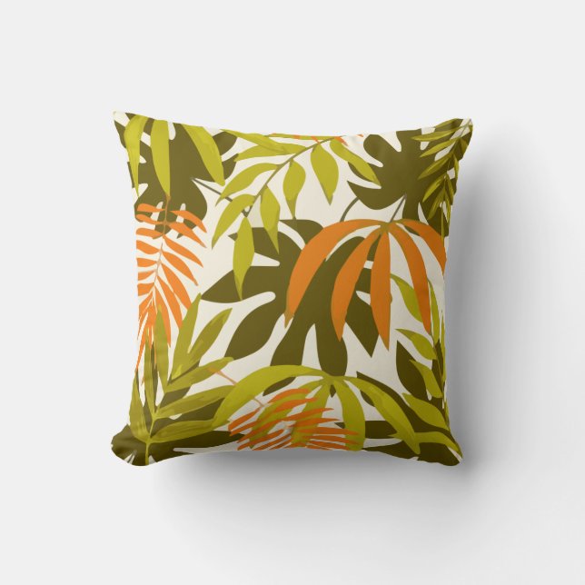 Abstract patroon met tropische bladeren kussen (Voorkant)
