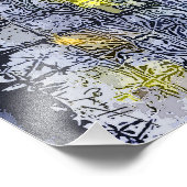 Abstract patroon met Wax en Ink - Blauw geel Foto Afdruk (Hoek)