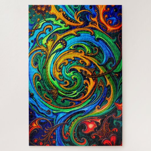 Abstract patroon met wervelingen legpuzzel (Verticaal)
