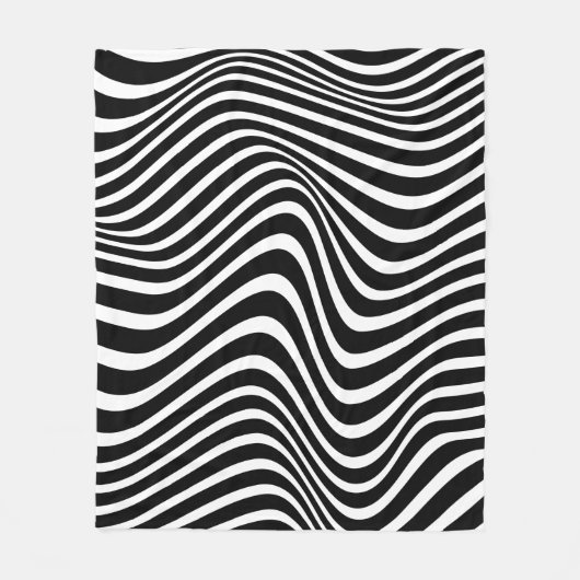Abstract patroon met zwarte en witte golvende lijn fleece deken (Voorkant)