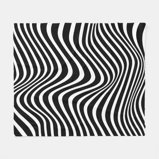 Abstract patroon met zwarte en witte golvende lijn fleece deken (Voorkant (Horizontaal))