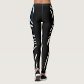 Abstract patroon met zwarte en witte golvende lijn leggings (Achterkant)