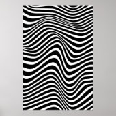 Abstract patroon met zwarte en witte golvende lijn poster (Voorkant)