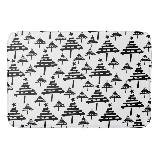 Abstract patroon met zwarte witte kerstboom badmat (Voorkant)
