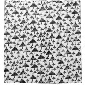 Abstract patroon met zwarte witte kerstboom douchegordijn (Voorkant)
