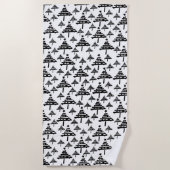 Abstract patroon met zwarte witte kerstboom strandlaken (Voorkant)