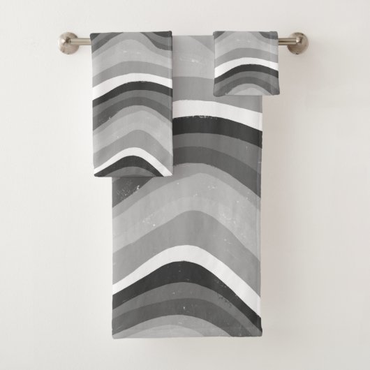 Abstract patroon met zwarte witte strepes golven bad handdoek (Insitu)