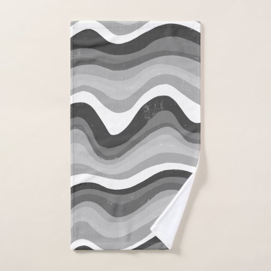 Abstract patroon met zwarte witte strepes golven bad handdoek (Handdoek)