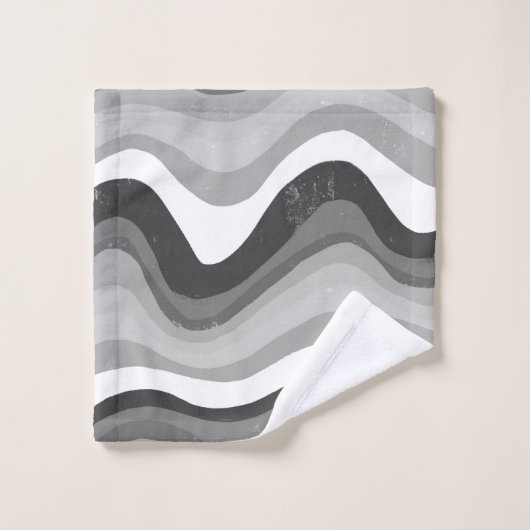 Abstract patroon met zwarte witte strepes golven bad handdoek (Wasdoekje)
