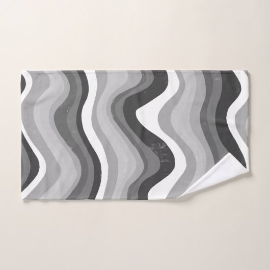 Abstract patroon met zwarte witte strepes golven bad handdoek (Handdoek)