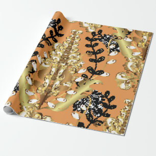 abstract patroon op oranje gele achtergrond met cadeaupapier
