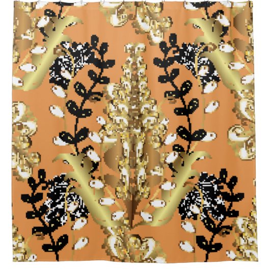 abstract patroon op oranje gele achtergrond met douchegordijn (Voorkant)