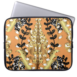 abstract patroon op oranje gele achtergrond met laptop sleeve