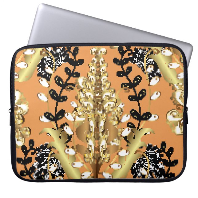 abstract patroon op oranje gele achtergrond met laptop sleeve (Voorkant)