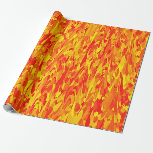 Abstract patroon oranje rood geel cadeaupapier (Uitgerold)