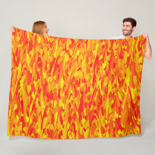 Abstract patroon oranje rood geel fleece deken