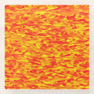 Abstract patroon oranje rood geel glazen onderzetter