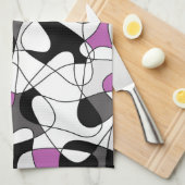 Abstract patroon - paars, grijs, zwart en wit. theedoek (Quarter Fold)