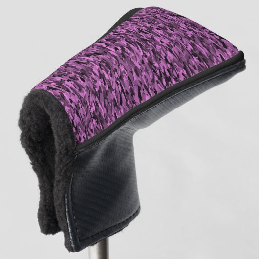 Abstract patroon paars zwart golfheadcover (3/4 voorkant)