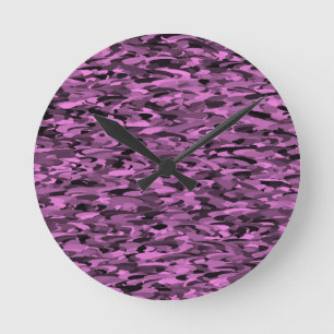Abstract patroon paars zwart ronde klok