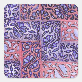 Abstract Patroon Paarse en Roze Vierkante Sticker
