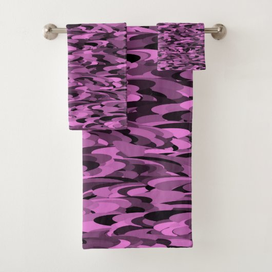 Abstract Patroon Paarse Zwart Bad Handdoek (Insitu)