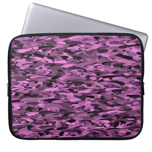 Abstract Patroon Paarse Zwart Laptop Sleeve (Voorkant)