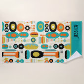 Abstract Patroon RETRO Midden Eeuw Modern Naam Strandlaken (Voorkant)