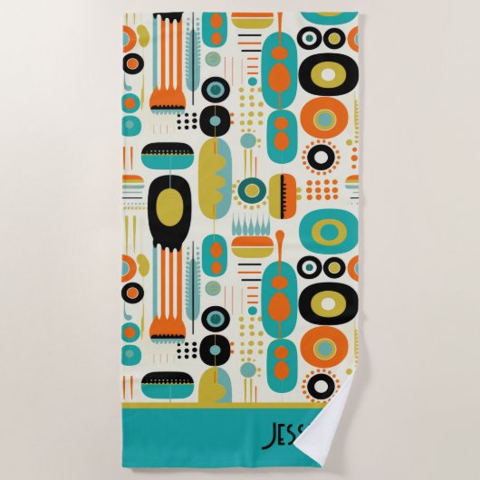 Abstract Patroon RETRO Midden Eeuw Modern Naam Strandlaken (Voorkant)