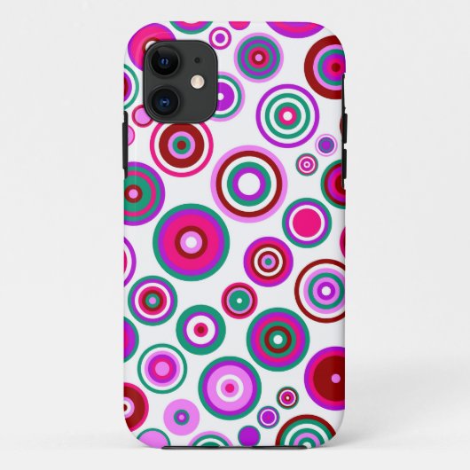 Abstract patroon Retrocirkels | Blauw rood roze Case-Mate iPhone Case (Achterkant)