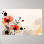 Abstract patroon rode bloemen achtergrond poster (Voorkant)