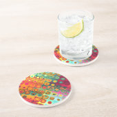 Abstract patroon rode vloeibare regenboog Stippen Zandsteen Onderzetter (Zijkant)