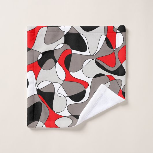 Abstract patroon - rood en grijs. bad handdoek (Wasdoekje)