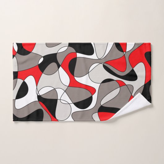 Abstract patroon - rood en grijs. bad handdoek (Handdoek)